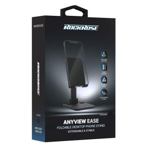 ROCKROSE βάση smartphone Anyview ease, ρυθμιζόμενη, αναδιπλούμενη, μαύρη | Αξεσουάρ κινητών | elabstore.gr