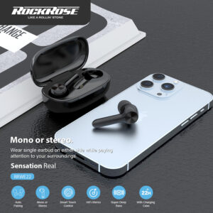 ROCKROSE earphones Sensational Real, θήκη φόρτισης, True Wireless, μαύρα | Αξεσουάρ κινητών | elabstore.gr