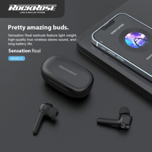 ROCKROSE earphones Sensational Real, θήκη φόρτισης, True Wireless, μαύρα | Αξεσουάρ κινητών | elabstore.gr