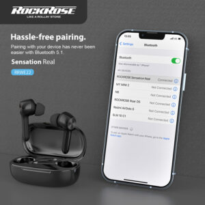 ROCKROSE earphones Sensational Real, θήκη φόρτισης, True Wireless, μαύρα | eLabstore.gr