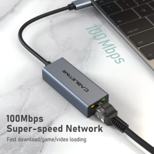 CABLETIME αντάπτορας USB Type-C σε RJ45 CML100, 100Mbps, 0.15m, γκρι | Δικτυακά | elabstore.gr