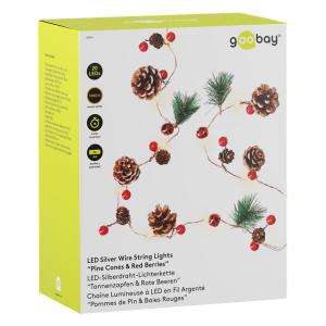 GOOBAY LED λαμπάκια Pine Cones & Red Berries 60274, 3000K, 20 LED, 2.2m | Οικιακός εξοπλισμός | elabstore.gr