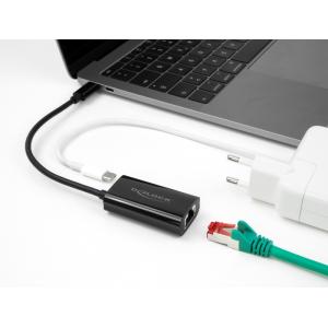 DELOCK αντάπτορας USB-C σε RJ45 & USB-C 61026, 100W, 1000Mbps, μαύρος | Δικτυακά | elabstore.gr