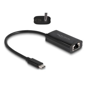 DELOCK αντάπτορας USB-C σε RJ45 & USB-C 61026, 100W, 1000Mbps, μαύρος | Δικτυακά | elabstore.gr