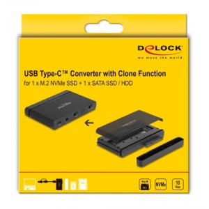 DELOCK converter USB-C σε M.2 & SATA SSD/HDD 64190 με λειτουργία κλώνου | PC & Αναβάθμιση | elabstore.gr