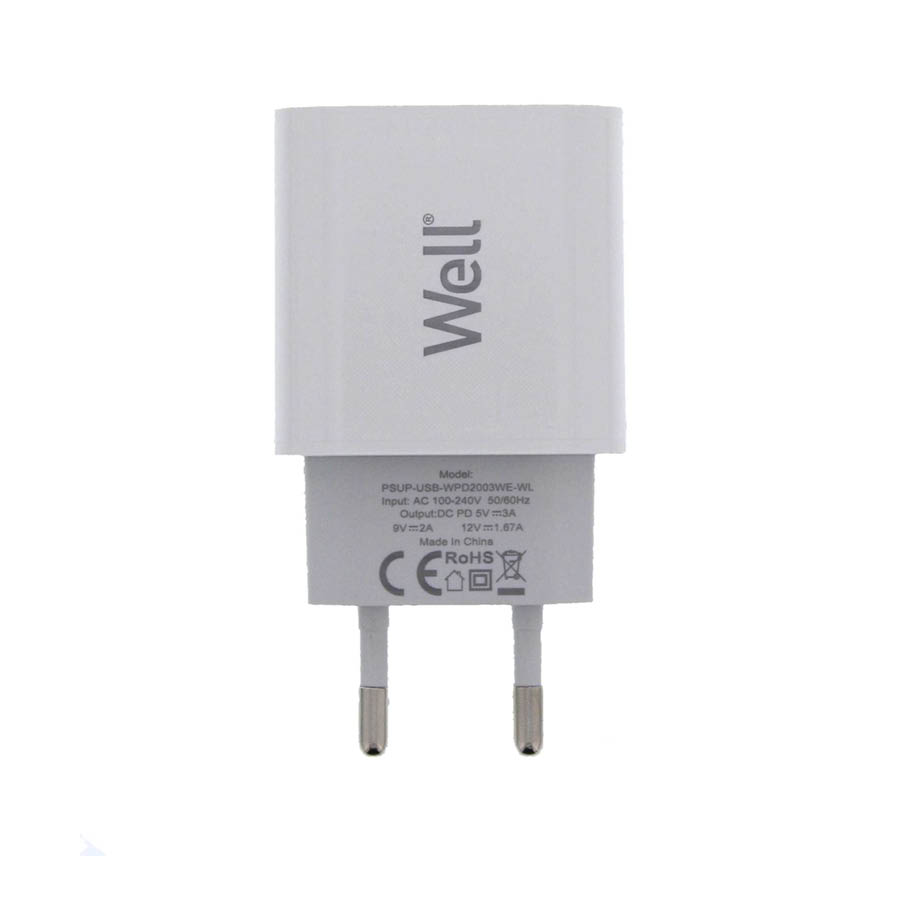 Universal USB-C FastTravel Wall Charger 5VDC/3A (20W) Λευκό Well PSUP-USB-WPD2003WE-WL | eLabstore.gr Universal USB-C FastTravel Wall Charger 5VDC/3A (20W) Λευκό Well PSUP-USB-WPD2003WE-WL | Περιφερειακά | elabstore.gr