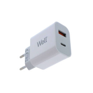 Universal Dual USB 3.0/Type C FastTravel Wall Charger QC3.0 5VDC 18W Λευκό Well PSUP-USB-WQPD21803WE | Περιφερειακά | elabstore.gr