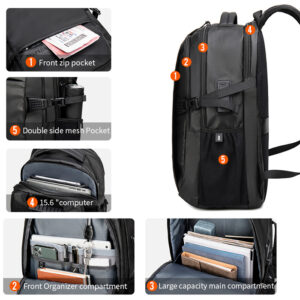 ARCTIC HUNTER τσάντα πλάτης B00388 με θήκη laptop 15.6", USB, μαύρη | Προσωπική Φροντίδα | elabstore.gr