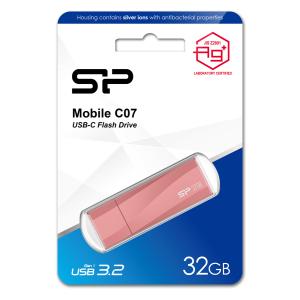 SILICON POWER USB-C Flash Drive Mobile C07, 32GB, USB 3.2, ροζ | Συνοδευτικά PC | elabstore.gr