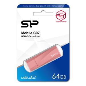 SILICON POWER USB-C Flash Drive Mobile C07, 64GB, USB 3.2, ροζ | Συνοδευτικά PC | elabstore.gr