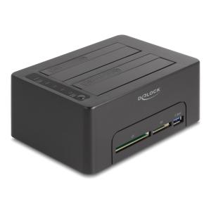 DELOCK docking station 64183 clone function, 2x HDD, CF/SD, 5Gbps, μαύρο | Συνοδευτικά PC | elabstore.gr