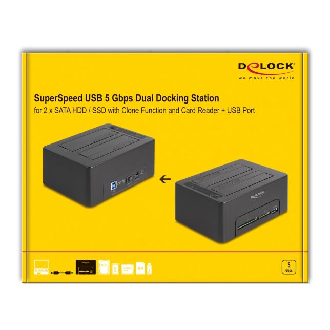DELOCK docking station 64183 clone function, 2x HDD, CF/SD, 5Gbps, μαύρο | eLabstore.gr DELOCK docking station 64183 clone function, 2x HDD, CF/SD, 5Gbps, μαύρο - Image 6