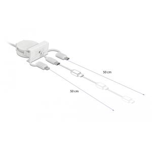 DELOCK module καλώδιο USB 3 in 1 Easy 45 81375, ανασυρόμενο 50cm, λευκό | Εργαλεία | elabstore.gr