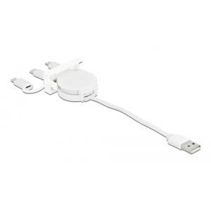 DELOCK module καλώδιο USB 3 in 1 Easy 45 81375, ανασυρόμενο 50cm, λευκό | Εργαλεία | elabstore.gr