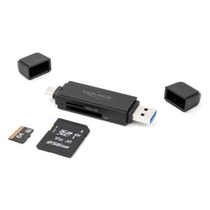 DELOCK card reader 91004 για SD & micro SD, USB & USB-C 5Gbps, μαύρος | Συνοδευτικά PC | elabstore.gr