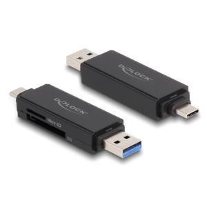 DELOCK card reader 91004 για SD & micro SD, USB & USB-C 5Gbps, μαύρος | Συνοδευτικά PC | elabstore.gr