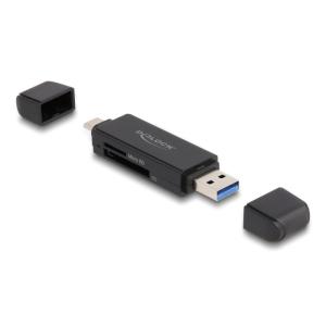 DELOCK card reader 91004 για SD & micro SD, USB & USB-C 5Gbps, μαύρος | Συνοδευτικά PC | elabstore.gr