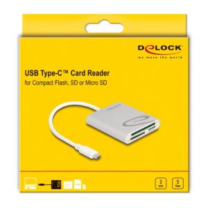 DELOCK card reader 91005 για micro SD/SD/CF, USB-C, γκρι | Συνοδευτικά PC | elabstore.gr