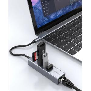 CABLETIME USB-C hub CT-CMLU3, RJ45 & 3x USB θύρες, 5Gbps, 1000Mbps, γκρι | Συνοδευτικά PC | elabstore.gr
