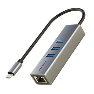 CABLETIME USB-C hub CT-CMLU3, RJ45 & 3x USB θύρες, 5Gbps, 1000Mbps, γκρι | Συνοδευτικά PC | elabstore.gr