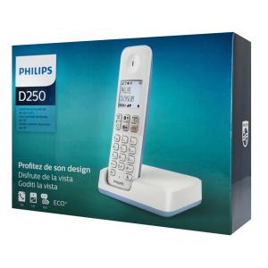 PHILIPS ασύρματο τηλέφωνο D2501S-34, με ελληνικό μενού, λευκό-μπλε | Τηλεφωνία | elabstore.gr