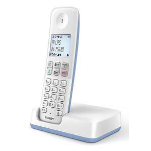 PHILIPS ασύρματο τηλέφωνο D2501S-34, με ελληνικό μενού, λευκό-μπλε | Τηλεφωνία | elabstore.gr