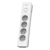 PHILIPS πολύπριζο ασφαλείας SPN7040WA, 4x schuko 16A, 2m, λευκό | Τροφοδοσία Ρεύματος | elabstore.gr