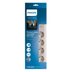 PHILIPS πολύπριζο ασφαλείας SPN7040WA, 4x schuko 16A, 2m, λευκό | Τροφοδοσία Ρεύματος | elabstore.gr