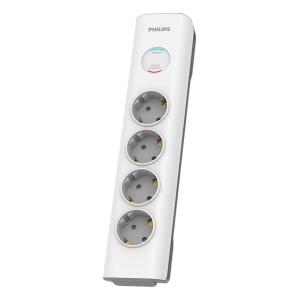 PHILIPS πολύπριζο ασφαλείας SPN7040WA, 4x schuko 16A, 2m, λευκό | Τροφοδοσία Ρεύματος | elabstore.gr