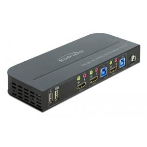 DELOCK HDMI KVM Switch 11481, 2 ports, USB 3.0, Audio, 4K/60Hz, μαύρο | Καλώδια - Αντάπτορες | elabstore.gr