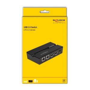 DELOCK USB 2.0 switch 11492, 2x USB Type B σε 2x USB, με μαγνήτη, μαύρο | Καλώδια - Αντάπτορες | elabstore.gr