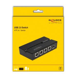 DELOCK USB 2.0 switch 11493, 4x USB Type B σε USB, με μαγνήτη, μαύρο | Καλώδια - Αντάπτορες | elabstore.gr