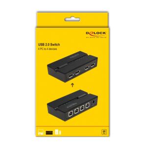 DELOCK USB 2.0 switch 11494, 4x USB Type B σε 4x USB, με μαγνήτη, μαύρο | Καλώδια - Αντάπτορες | elabstore.gr
