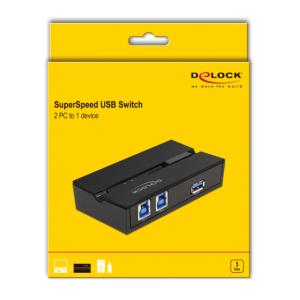 DELOCK USB 3.0 switch 11495, 2x USB Type B σε USB, με μαγνήτη, μαύρο | Καλώδια - Αντάπτορες | elabstore.gr