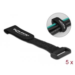 DELOCK ιμάντες τύπου velcro 19525, 150 x 20mm, μαύρος, 5τμχ | Καλώδια - Αντάπτορες | elabstore.gr
