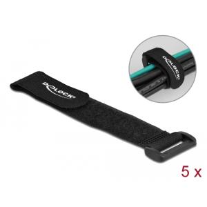 DELOCK ιμάντες τύπου velcro 19531, 190 x 25mm, μαύρος, 5τμχ | Καλώδια - Αντάπτορες | elabstore.gr