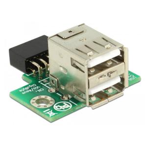 DELOCK αντάπτορας USB 2.0 9 pin header (F) σε 2x USB (F) 41429, 2.54mm | Καλώδια - Αντάπτορες | elabstore.gr