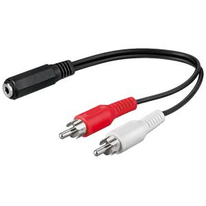 GOOBAY αντάπτορας 3.5mm θηλυκό σε 2x αρσενικό RCA 50092, 0.2m, μαύρο | Καλώδια - Αντάπτορες | elabstore.gr