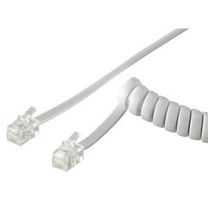 GOOBAY καλώδιο τηλεφώνου 50246, spiral, RJ10 4P4C, CCA, 2m, λευκό | Καλώδια - Αντάπτορες | elabstore.gr
