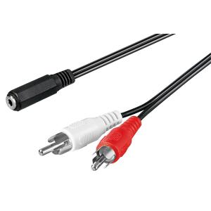 GOOBAY αντάπτορας 3.5mm θηλυκό σε 2x RCA αρσενικό 50442, 1.4m, μαύρο | Καλώδια - Αντάπτορες | elabstore.gr