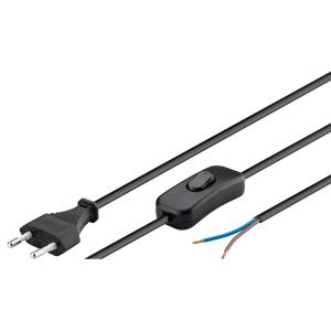 GOOBAY καλώδιο τροφοδοσίας 51350, 2x0.75mm², με διακόπτη, 1.5m, μαύρο | Καλώδια - Αντάπτορες | elabstore.gr
