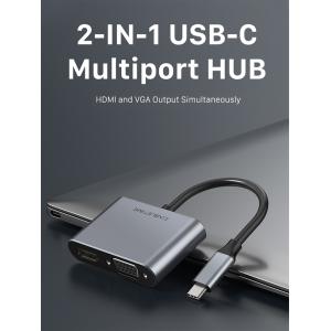 CABLETIME αντάπτορας 2 in 1 USB-C σε HDMI & VGA C160, 4K, 0.15m, γκρι | Καλώδια - Αντάπτορες | elabstore.gr