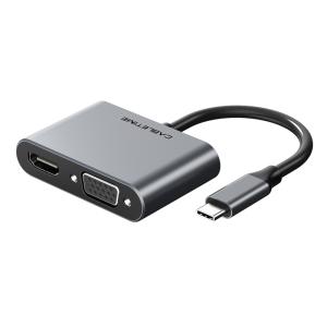CABLETIME αντάπτορας 2 in 1 USB-C σε HDMI & VGA C160, 4K, 0.15m, γκρι | Καλώδια - Αντάπτορες | elabstore.gr