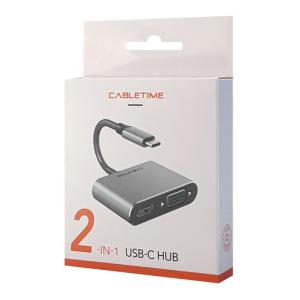 CABLETIME αντάπτορας 2 in 1 USB-C σε HDMI & VGA C160, 4K, 0.15m, γκρι | Καλώδια - Αντάπτορες | elabstore.gr