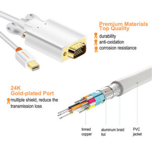 CABLETIME καλώδιο Mini DisplayPort σε VGA AV588, 1080p, 1.8m, λευκό | Καλώδια - Αντάπτορες | elabstore.gr