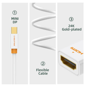 CABLETIME αντάπτορας Mini DisplayPort σε HDMI AV589, 4K, 0.2m, λευκός | Καλώδια - Αντάπτορες | elabstore.gr