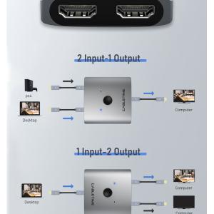 CABLETIME HDMI 2.0 Switch CTHS4K, με κουμπί, 2 in 1, 4K, γκρι | Καλώδια - Αντάπτορες | elabstore.gr