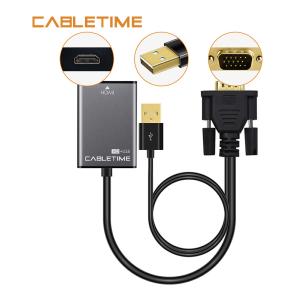 CABLETIME αντάπτορας HDMI σε VGA & USB AV582, 1080p, 0.15m, μαύρος | Καλώδια - Αντάπτορες | elabstore.gr