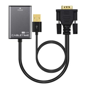 CABLETIME αντάπτορας HDMI σε VGA & USB AV582, 1080p, 0.15m, μαύρος | Καλώδια - Αντάπτορες | elabstore.gr