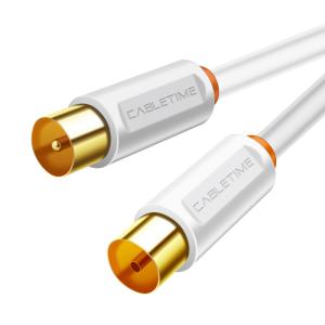 CABLETIME καλώδιο TV M σε TV F AV101, 75OHM, 3m, λευκό | Καλώδια - Αντάπτορες | elabstore.gr